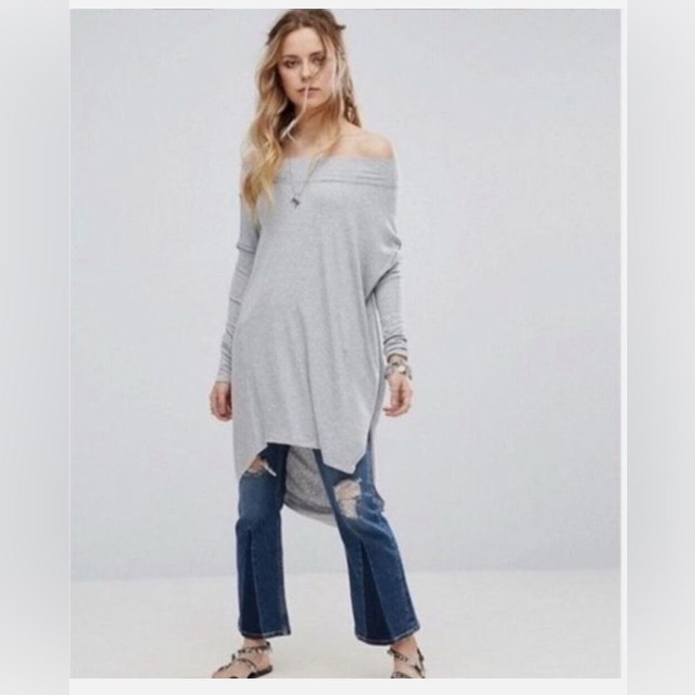 Free People We The Free Ribbed Knit Long Sleeve Tunic